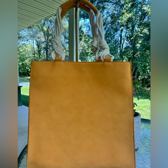 Universal Thread Mustard Tote with Rope Handles - Picture 3 of 6